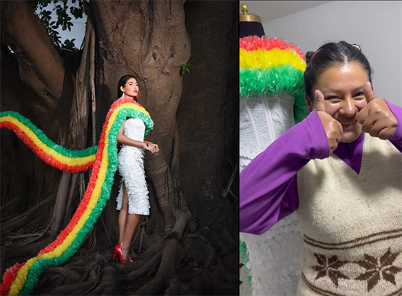 La tiktoker Lizeth Callisaya crea vestido reciclado para Miss Bolivia
