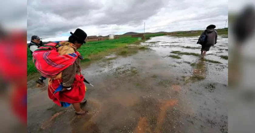 A causa del desborde de los ríos Negro y Sek’e, dos distritos rurales de El Alto fueron afectados