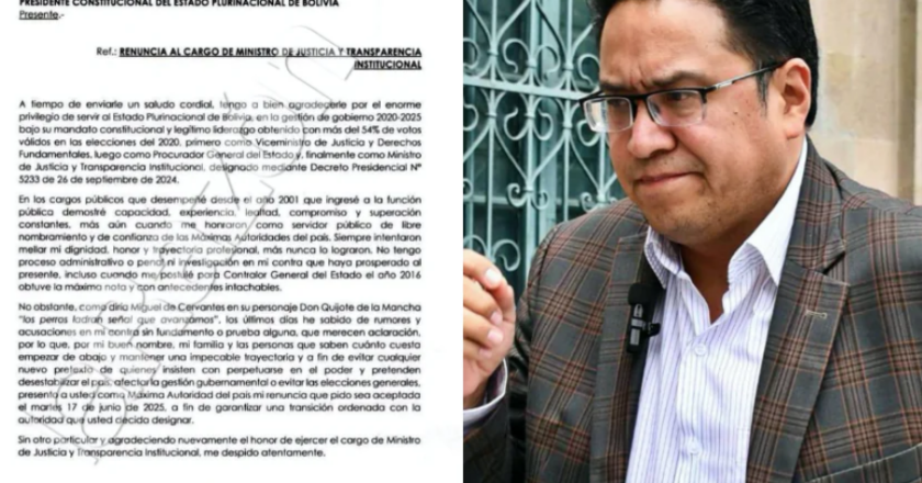 Ministro de Justicia, César Siles, presentó su renuncia en medio de tensión política y social