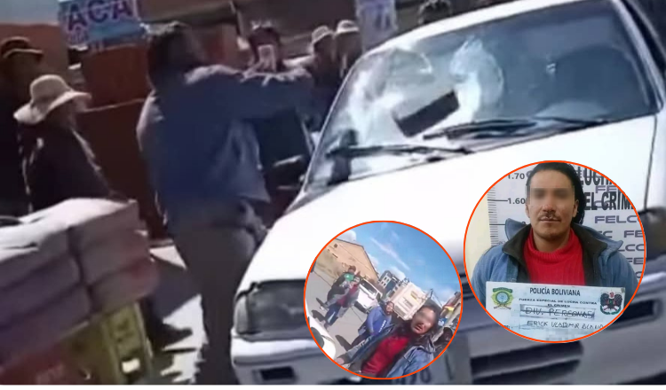 Hombre rompe vidrios de un auto con niños dentro en El Alto fue aprehendido